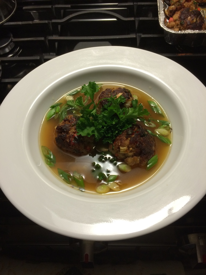 Miso Soup with Pork Meatballs.